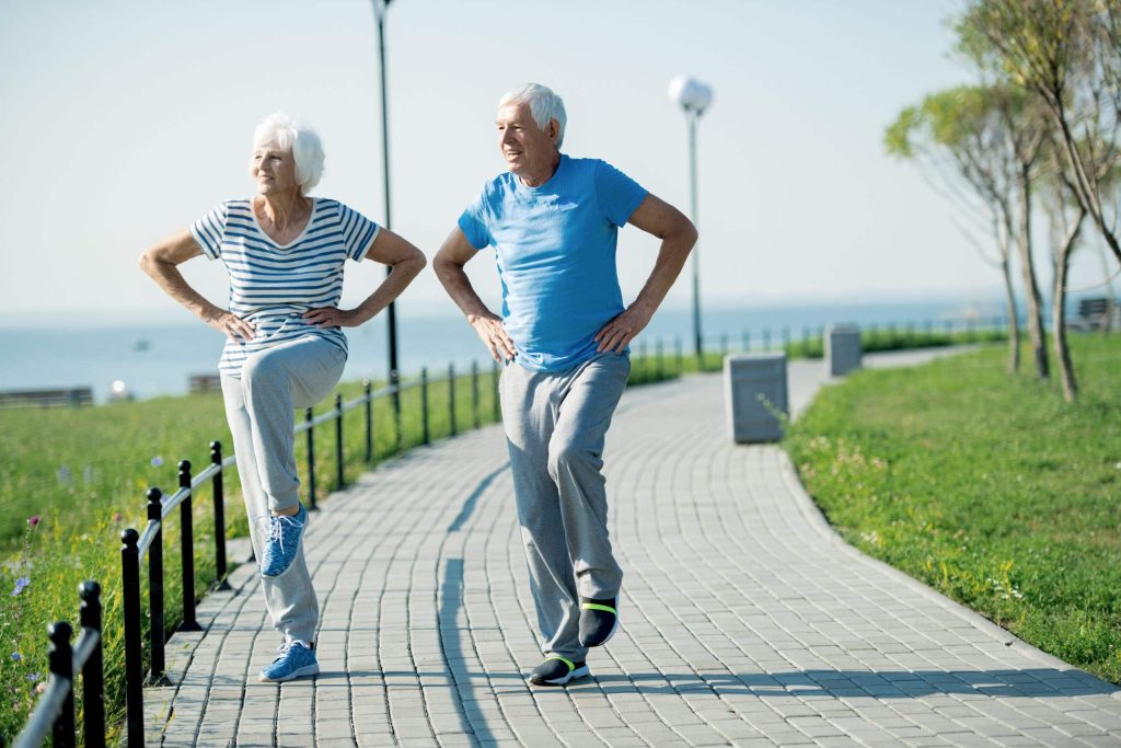 An active senior couple enjoying time outdoors